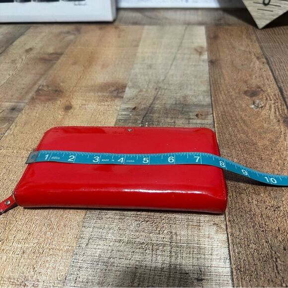 Kate Spade Red Patent Leather Zip Around Wallet - Picture 14 of 15